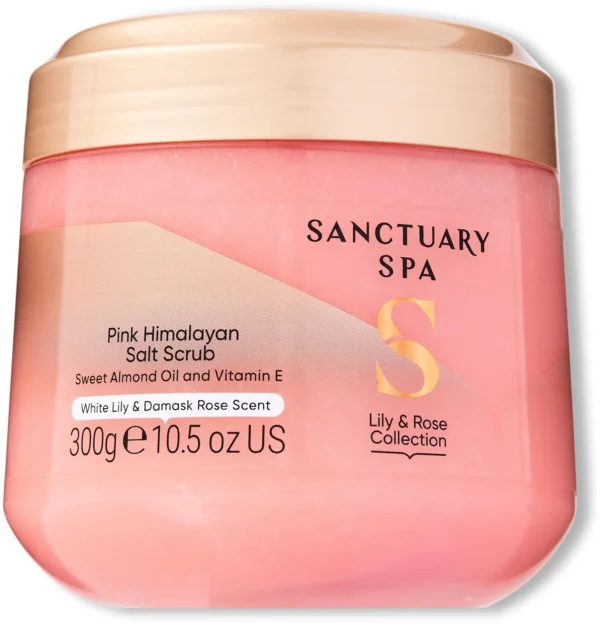 Sanctuary Spa White Lily & Damask Rose Pink Himalayan Salt Body Scrub